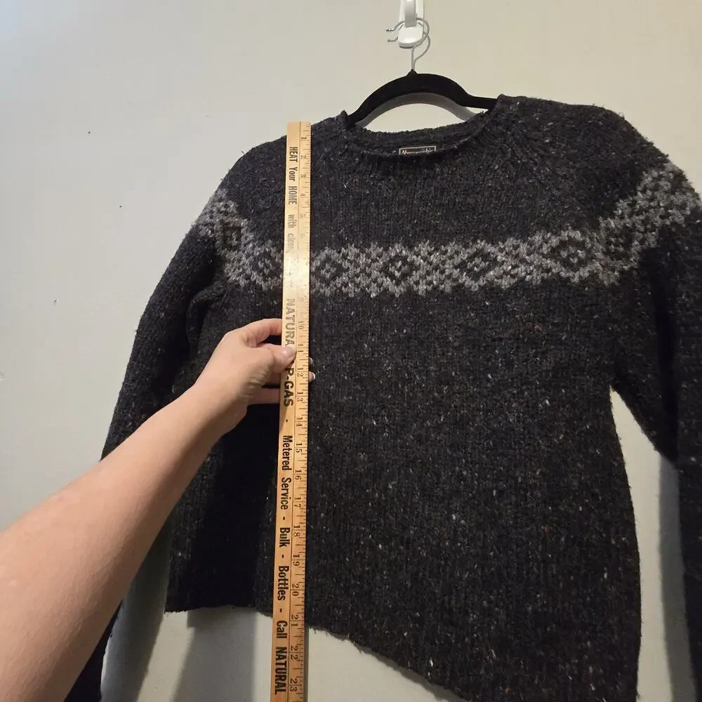 Vtg 80s 90s Abercrombie Fitch Wool Fair Isle Sweater Men SM Gray Hong Kong Tweed